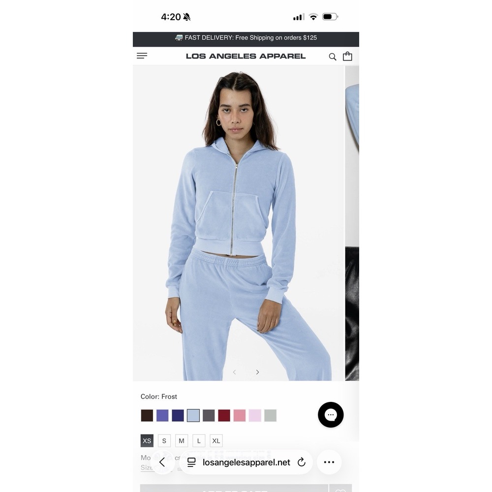 Los Angeles Apparel Velour Tracksuit  Women's Medium Elastic Waist  Made USA